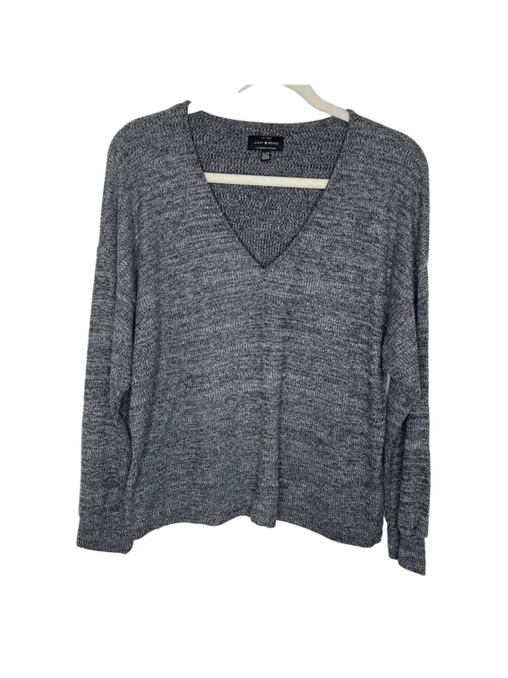 Lucky Brand V-Neck Ribbed Soft Jersey Top, XL